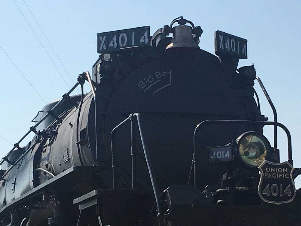 Union Pacific Big Boy 4014 steam locomotive closeup in Chicago, 2019.